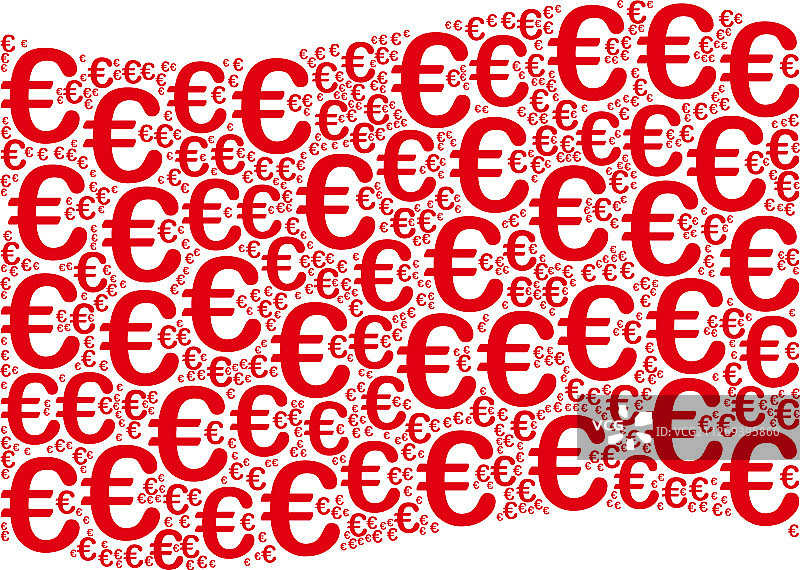 挥舞红旗马赛克的欧元符号项目图片素材