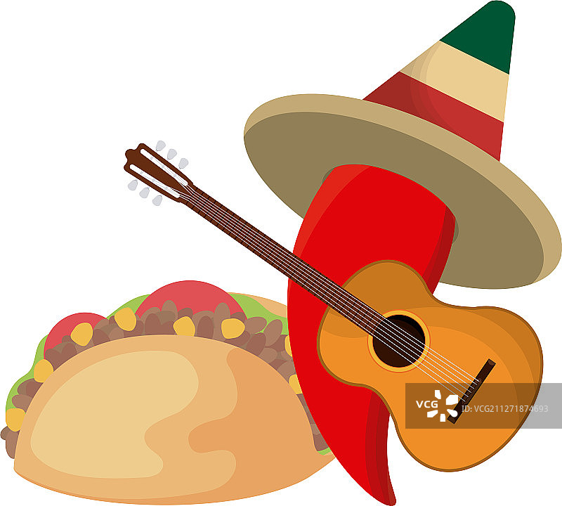 辣椒辣椒与帽子墨西哥和图标图片素材