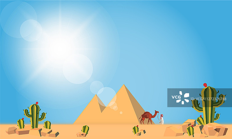 骆驼车队与阿拉伯人在沙漠图片素材