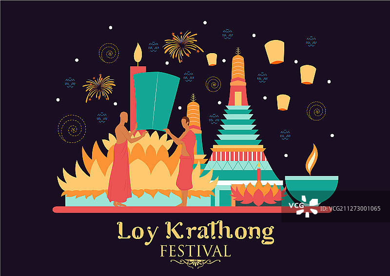 Loy krathong暹罗节日灯图片素材