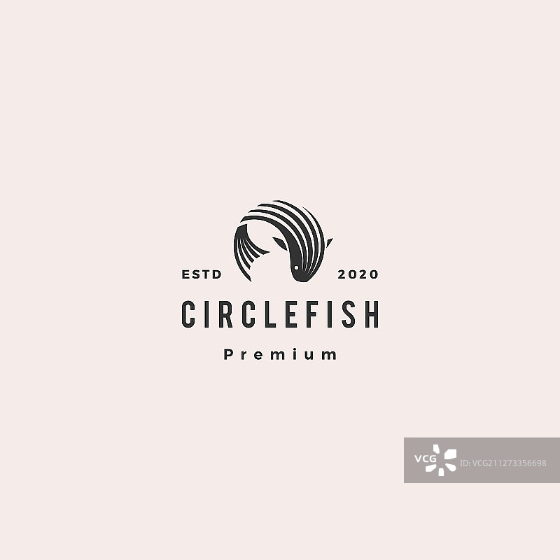 圆形圆形的鱼标志潮人复古复古的图标图片素材