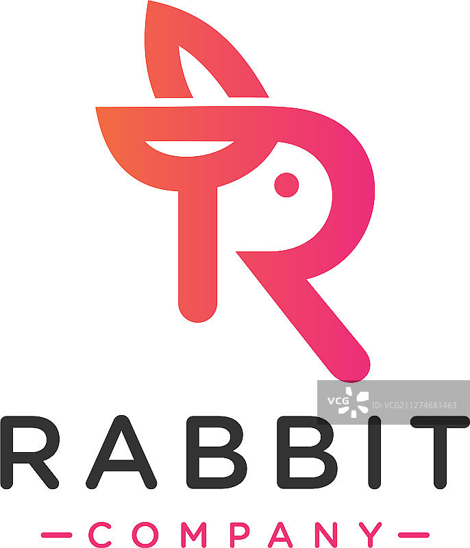兔子标志设计与字母r图片素材