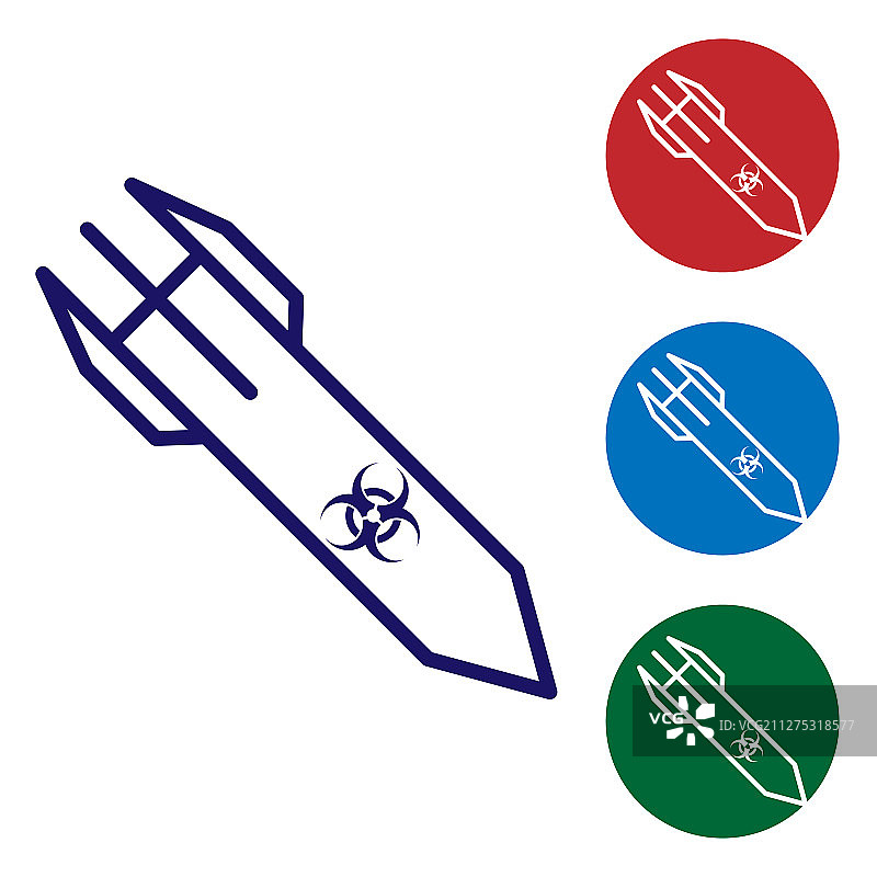 蓝色生物危害火箭图标被隔离在白色上图片素材