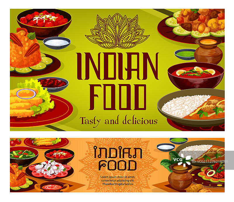 印度菜印度正宗的饭菜和菜肴菜单图片素材