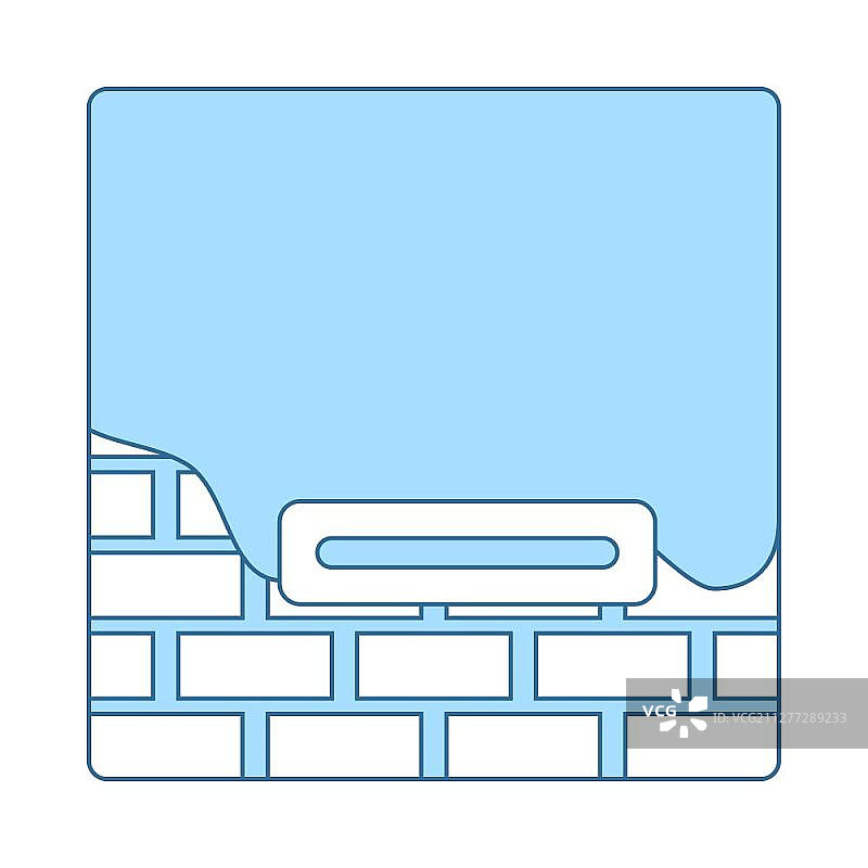 灰泥砖墙的图标。细线与蓝色填充设计。矢量插图。图片素材