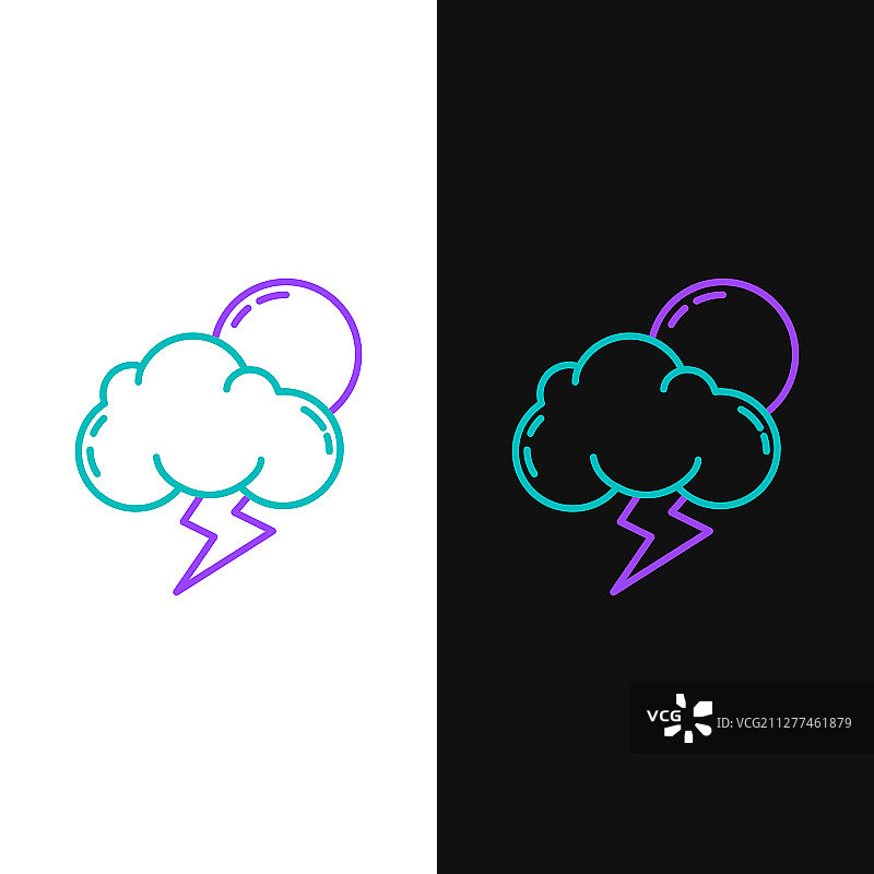 绿色和紫色线风暴图标孤立在白色图片素材