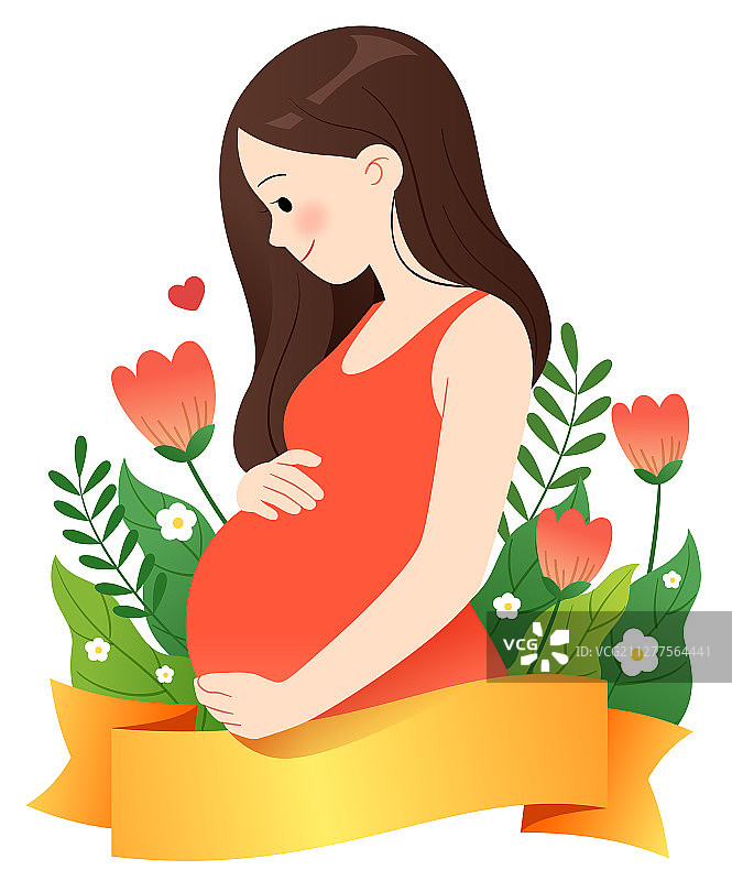 孕妇和花丛背景图片素材