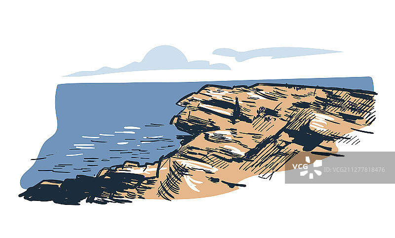 海岩悬崖素描景观线天际线图片素材