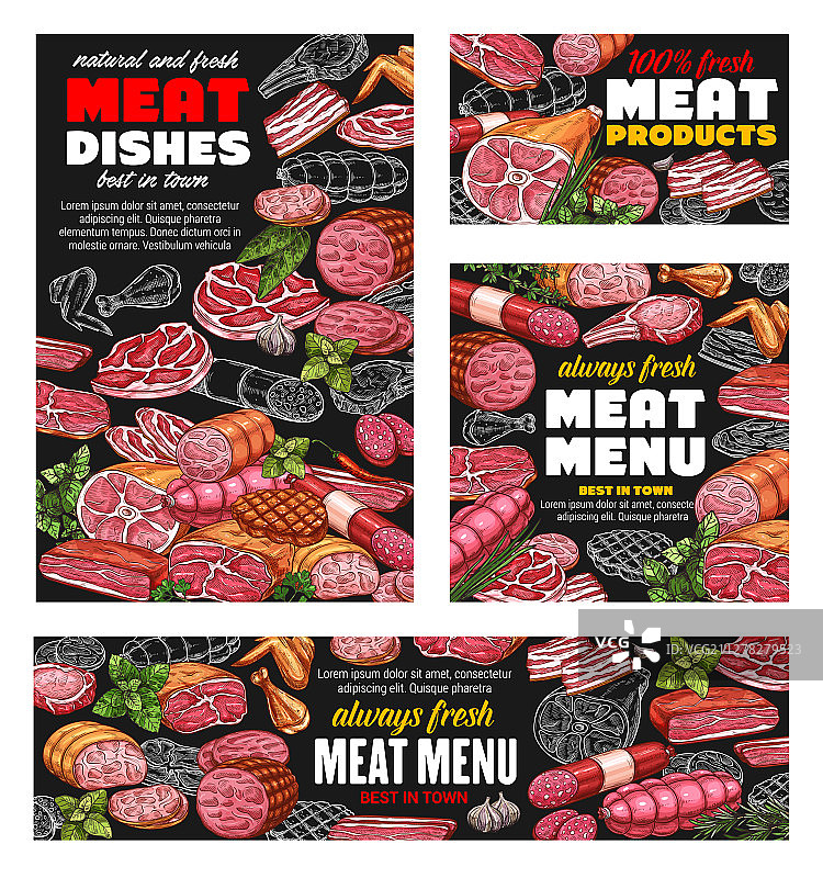 肉制品肉肠菜单图片素材