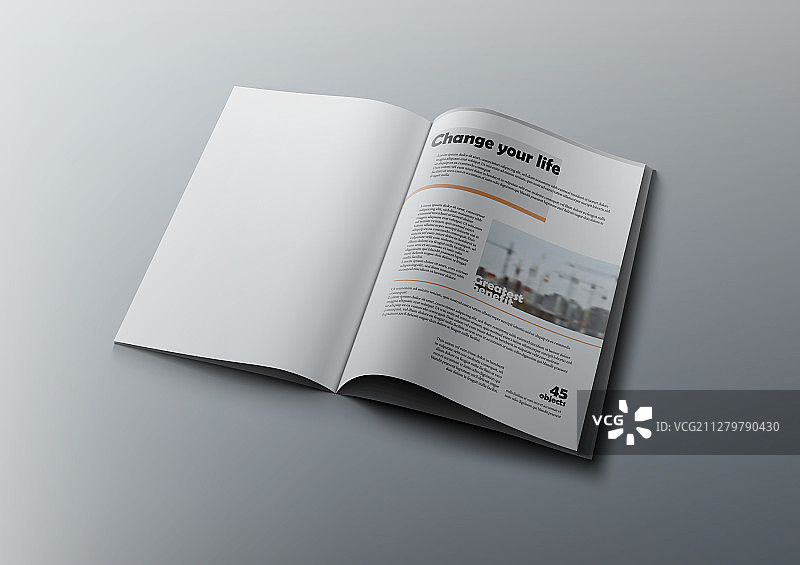 3d杂志设计理念干净的白页图片素材