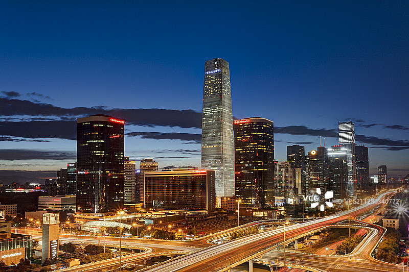 北京CBD国贸城市夜景图片素材