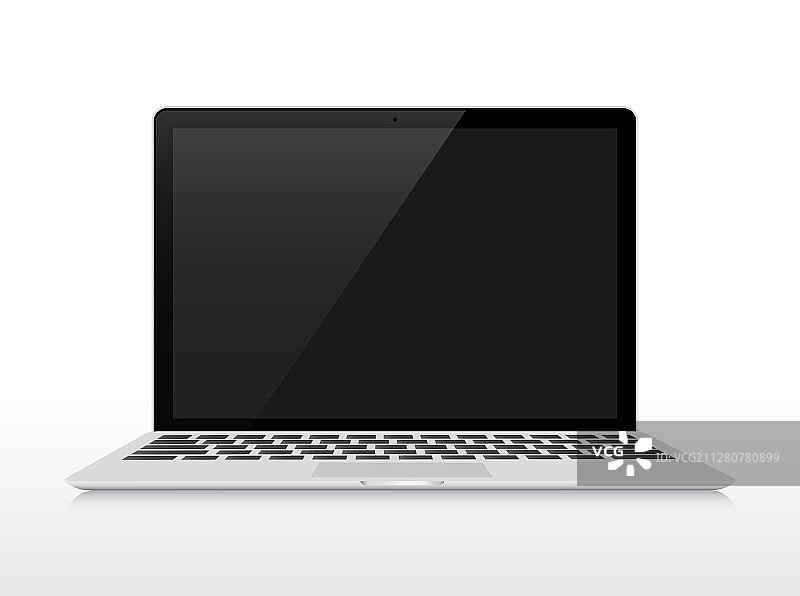 白色背景上的现代光滑笔记本电脑图片素材