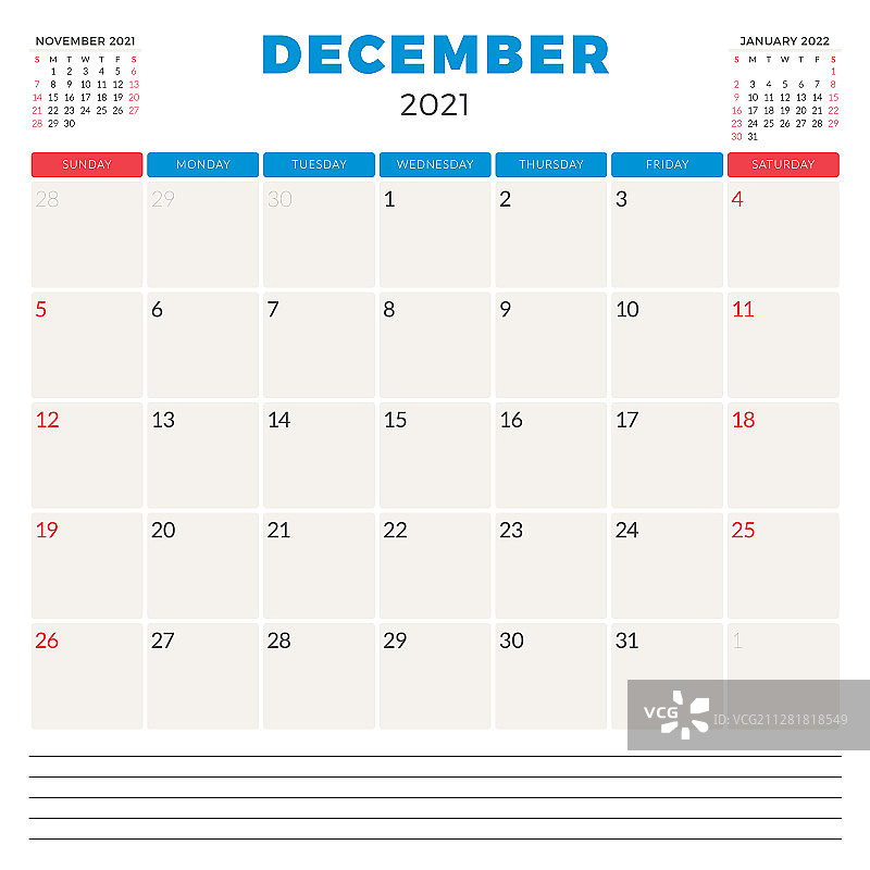 12月2021周的日历计划开始图片素材
