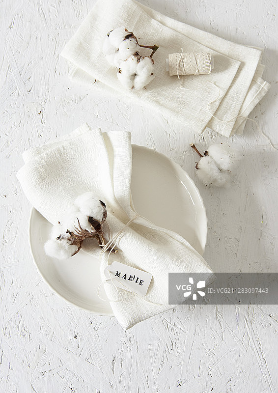 棉铃装饰餐巾图片素材