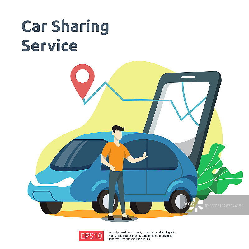 汽车共享概念网上出租车或租赁图片素材
