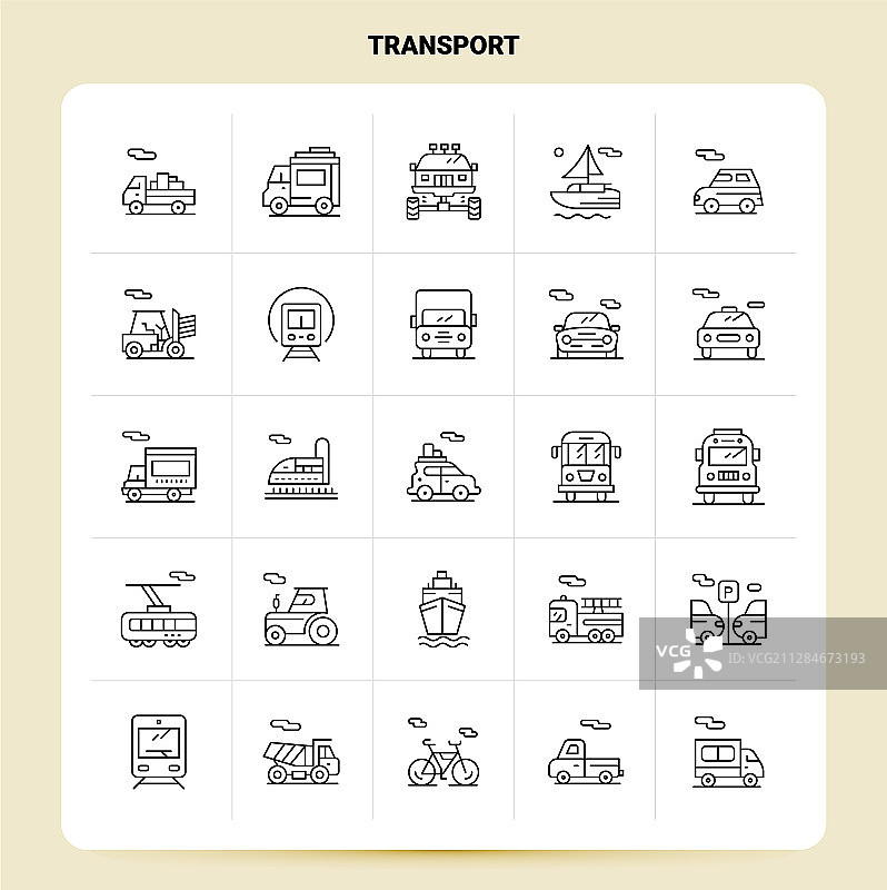 Outline 25 transport icon set line style设计图片素材