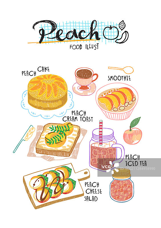 矢量插图的食物与桃子图片素材