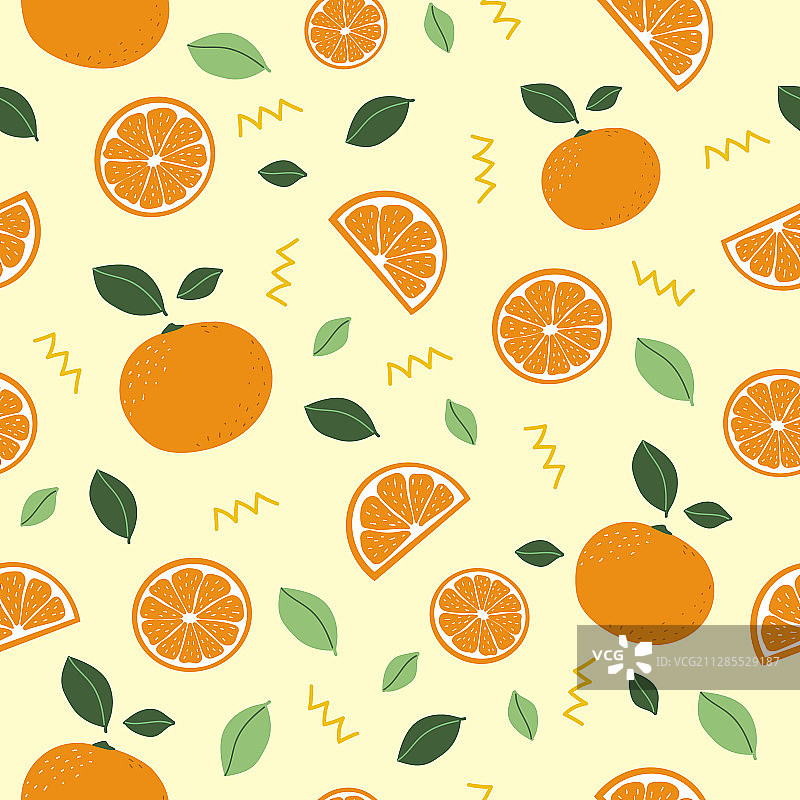 柑橘花纹橙色无缝花纹图片素材