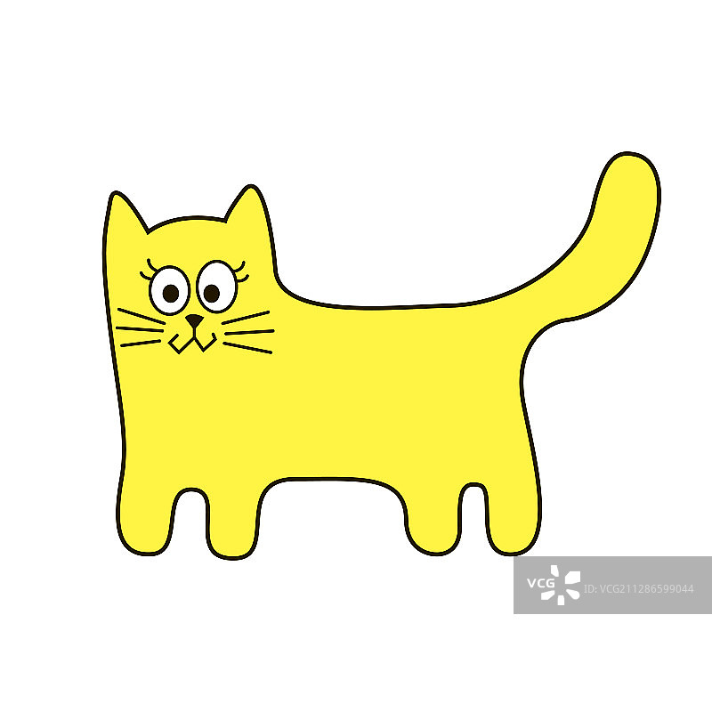 滑稽程式化的猫标志卡通图标在曲线图片素材