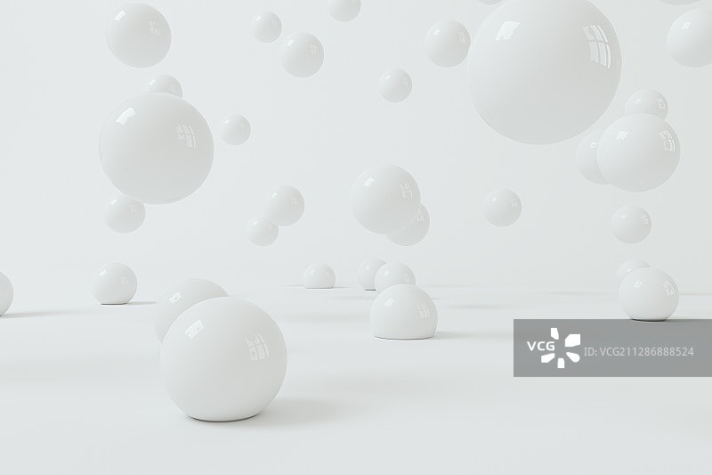 大量弹性的小球与白色背景 3D渲染图片素材