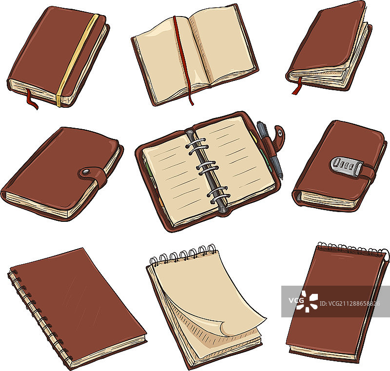 设置卡通笔记本、记事本和日记图片素材