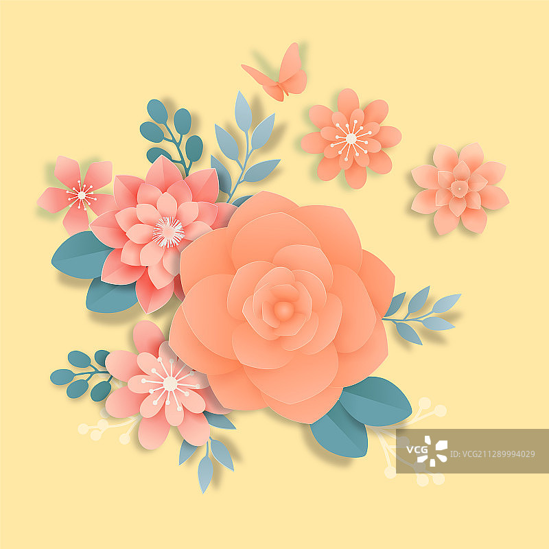 纸花，孤立的花卉设计元素插图001图片素材