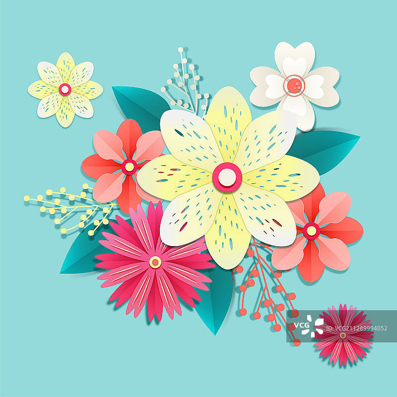 纸花，孤立的花卉设计元素插图010图片素材