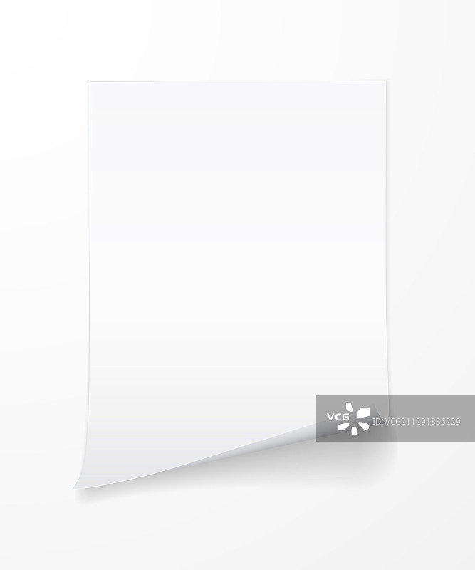 空白a4纸，带卷角的白纸图片素材