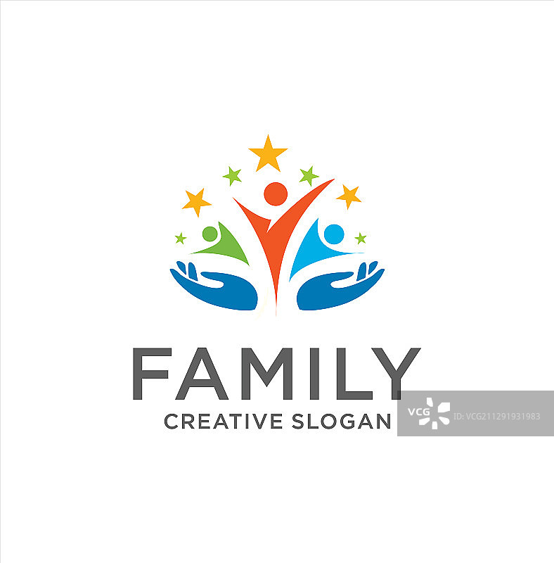 人组家庭拥抱标志设计图形图片素材