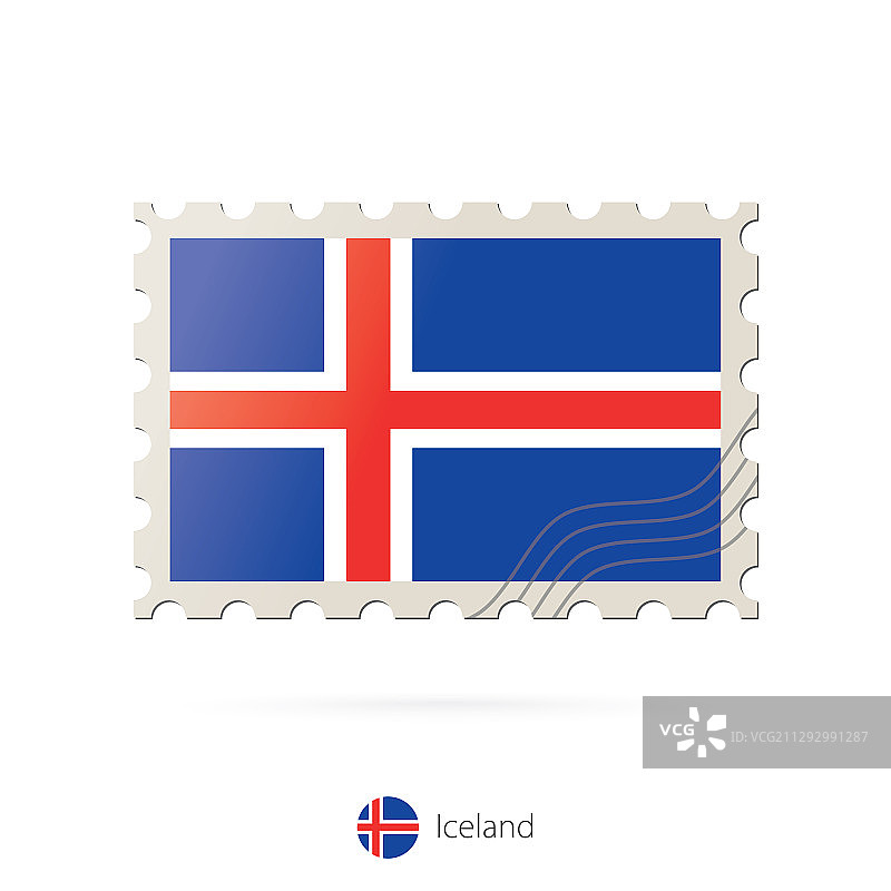 邮票上印有冰岛国旗图案图片素材