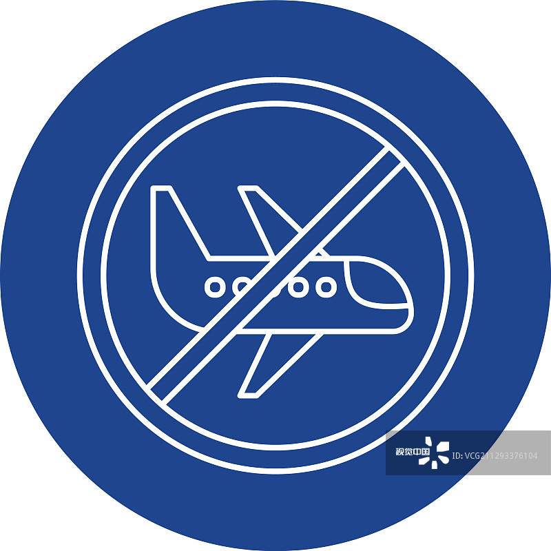 客机与禁止标志线图片素材