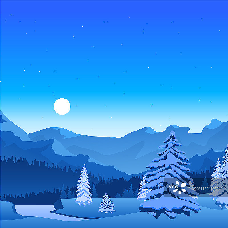 卡通冬季景观横幅卡片海报图片素材