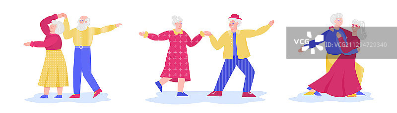 资深夫妇舞蹈动作布景-卡通老人和图片素材
