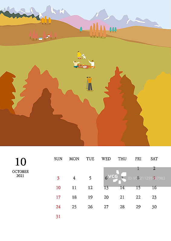 日历，景观，季节，2021年，秋天，枫树，远足图片素材
