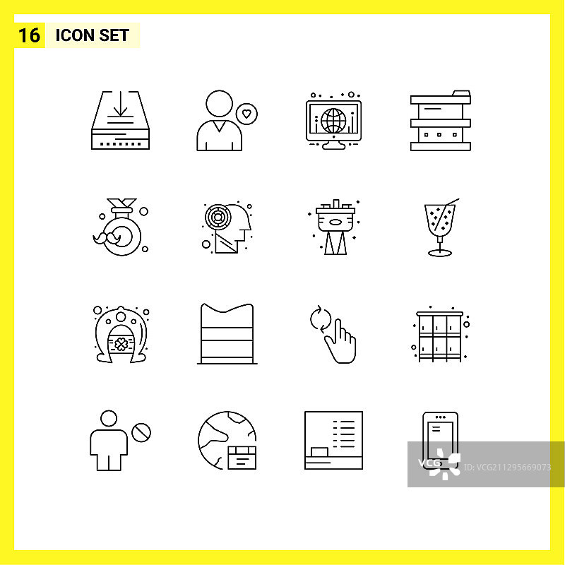 16个创意图标的现代标志和符号图片素材