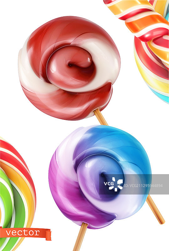 漩涡糖果棒棒糖3d逼真的图标图片素材