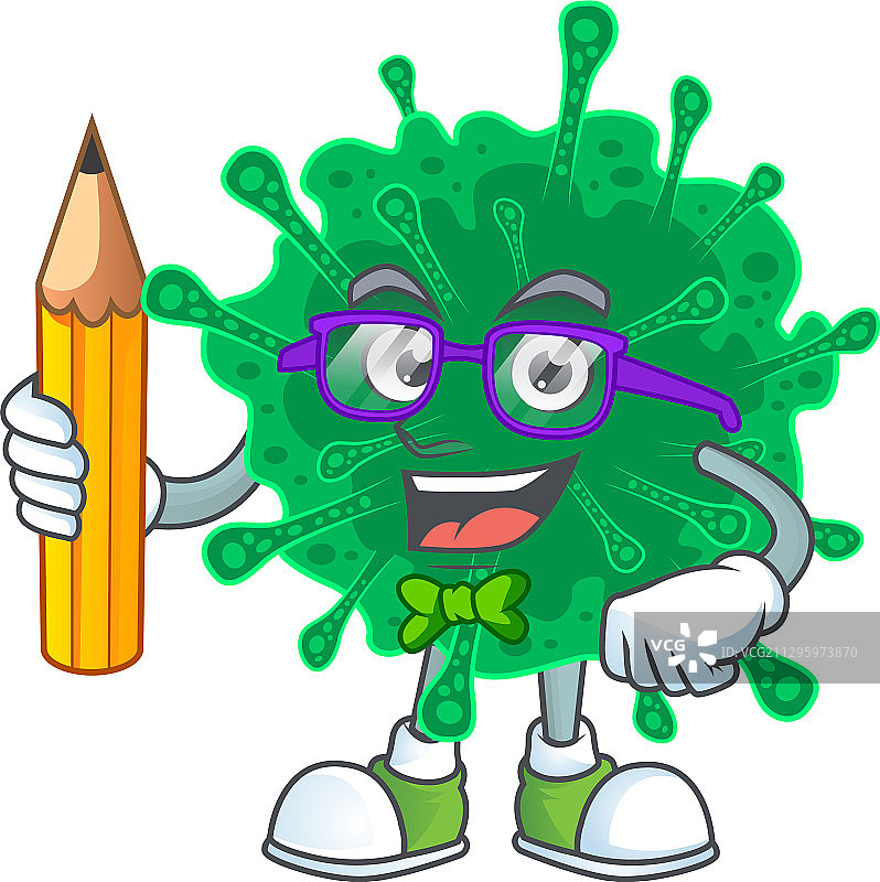 冠状病毒肺炎聪明学生用铅笔图片素材