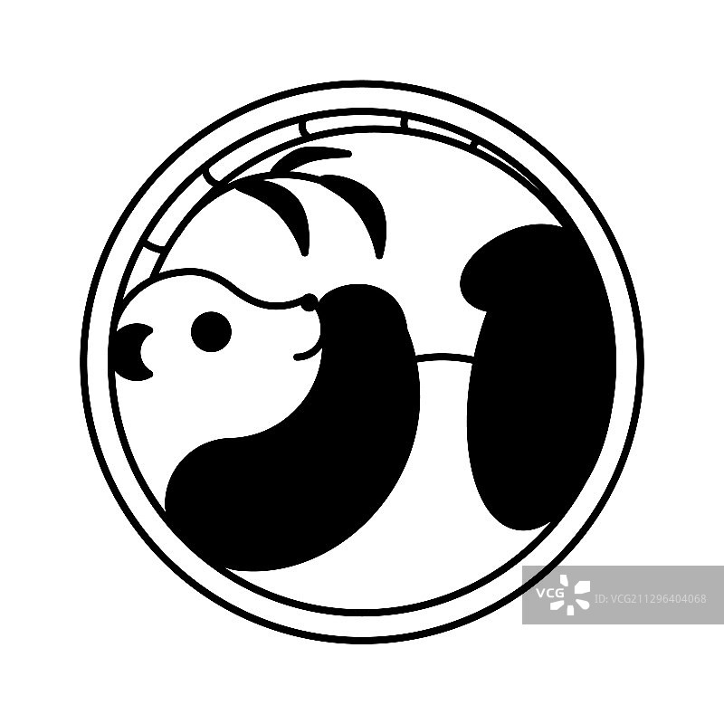 熊猫标志细线设计模板图片素材