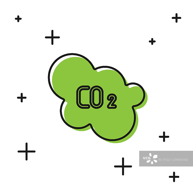 黑二氧化碳排放量在云图标隔离上图片素材