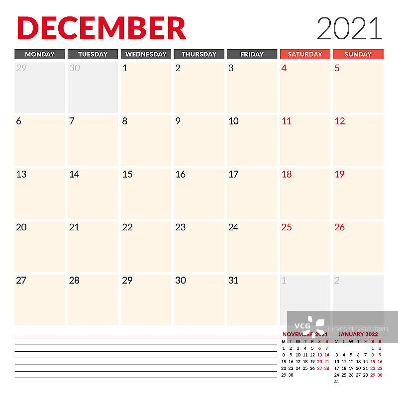 日历模板为2021年12月业务图片素材
