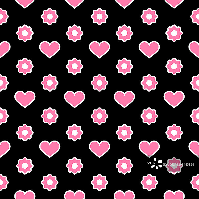 无缝的粉红色心形和花朵图案图片素材