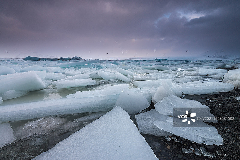 冰冻的海对天空的风景，Hfn，冰岛图片素材