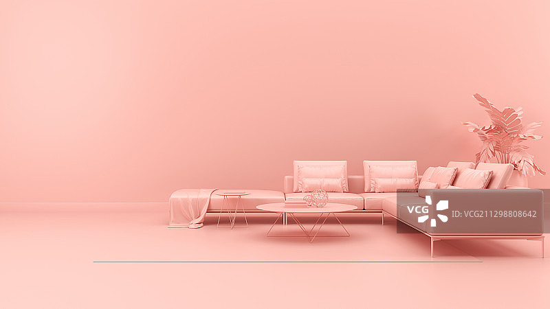 三维渲染的粉红色室内空间图片素材