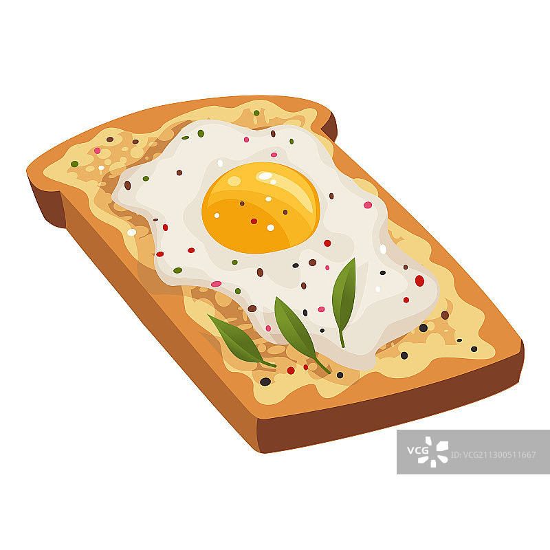 卡通炒蛋片上的煎面包图片素材