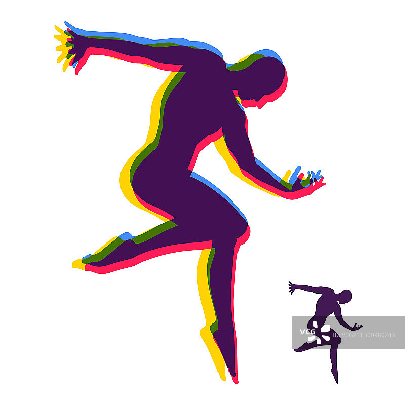 剪影一个舞蹈演员，体操演员，男人在摆姿势图片素材