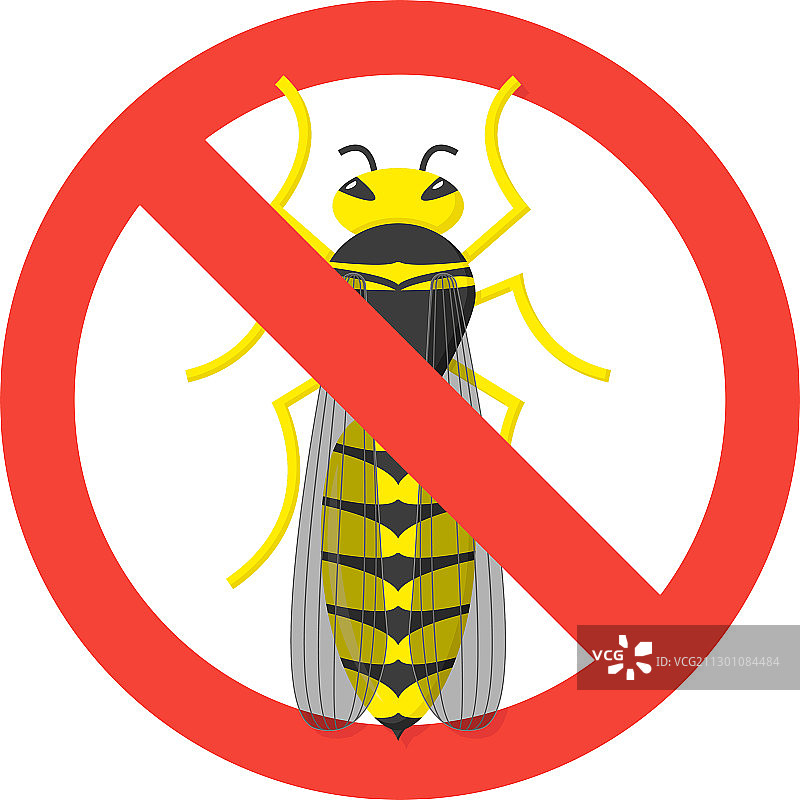 没有昆虫，黄蜂和标志禁止图片素材
