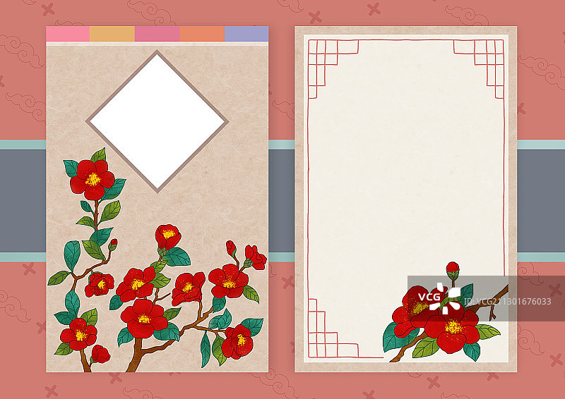 韩国传统背景与文字空间，贺卡模板插图005图片素材