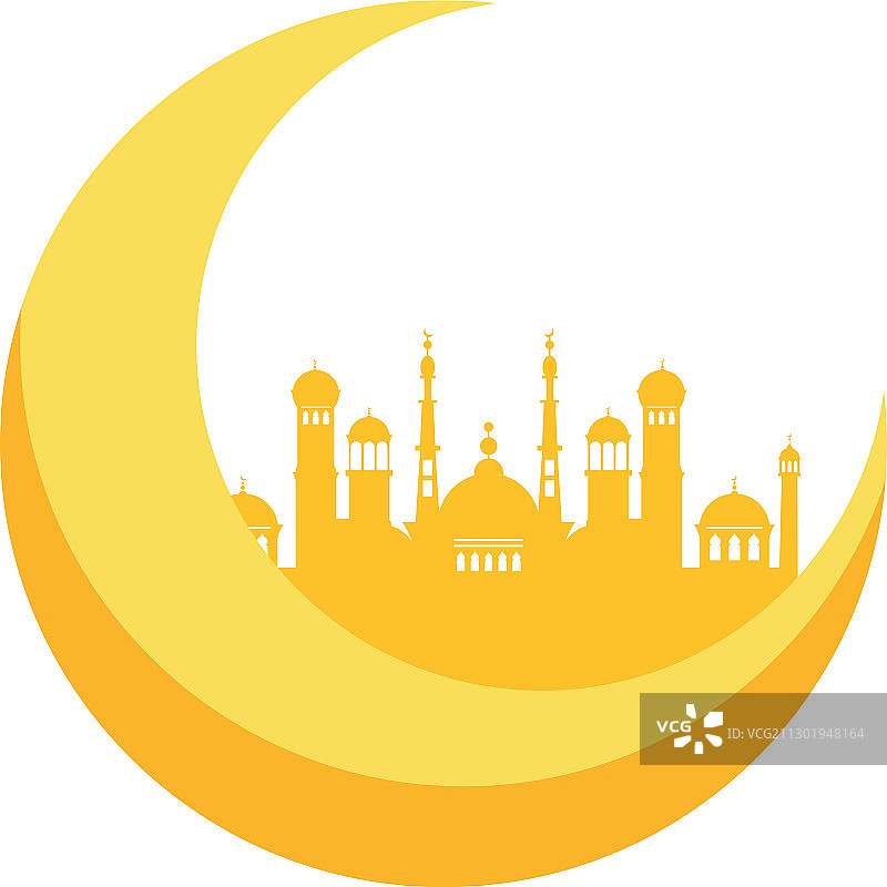 斋月卡里姆清真寺寺庙与月亮新月图片素材