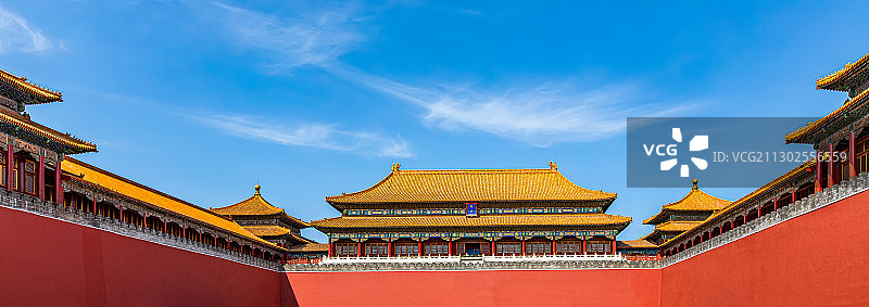 白昼北京故宫全景博物院紫禁城午门宫殿著名景点旅游目的地图片素材