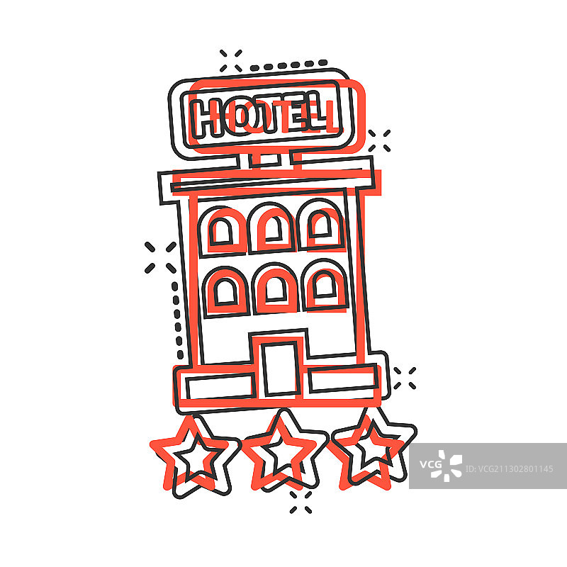 酒店三星级标志图标在漫画风格的客栈图片素材